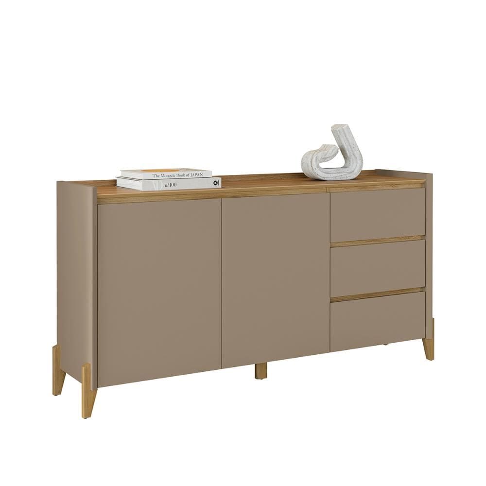 Aparador Buffet Rennes 2 Portas 3 Gavetas Pés Madeira Maciça