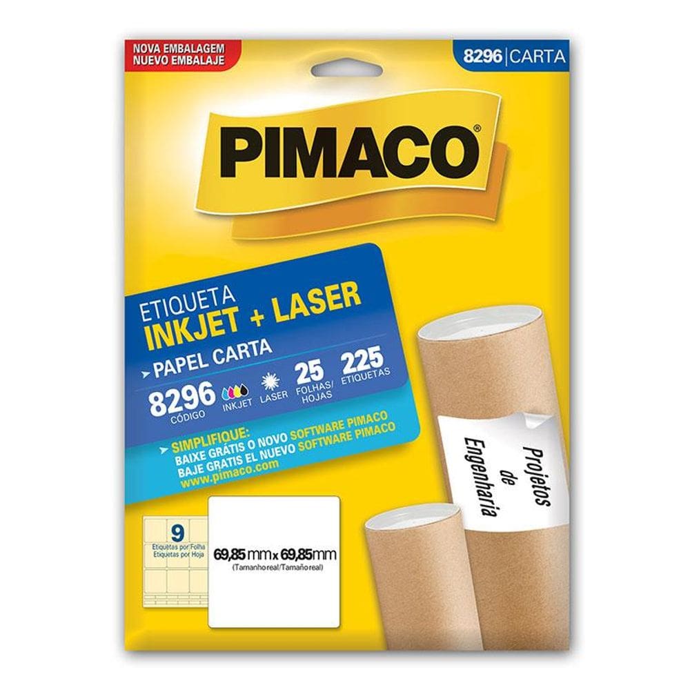 Etiqueta inkjet/laser carta 8296 c/ 25 fls Pimaco