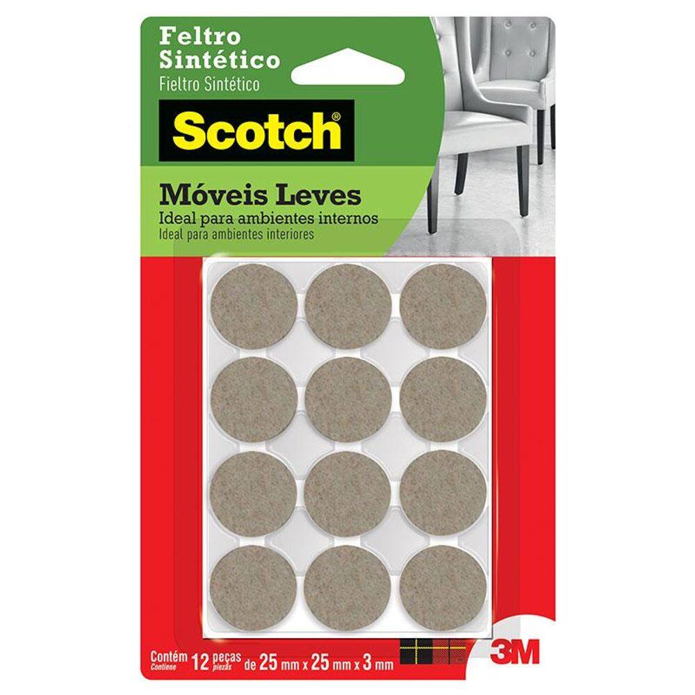 Feltro sintético Scotch redondo marrom Médio 12 unid 3M