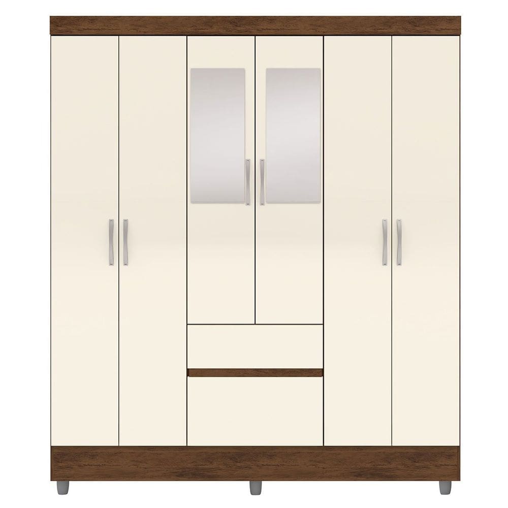 Guarda-Roupa Casal 6 Portas 2 Gavetas com Espelho Ideval