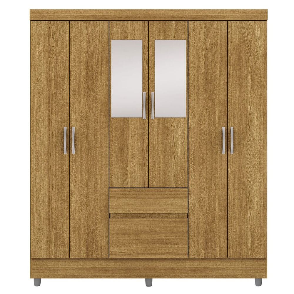 Guarda-Roupa Casal 6 Portas 2 Gavetas com Espelho Ideval