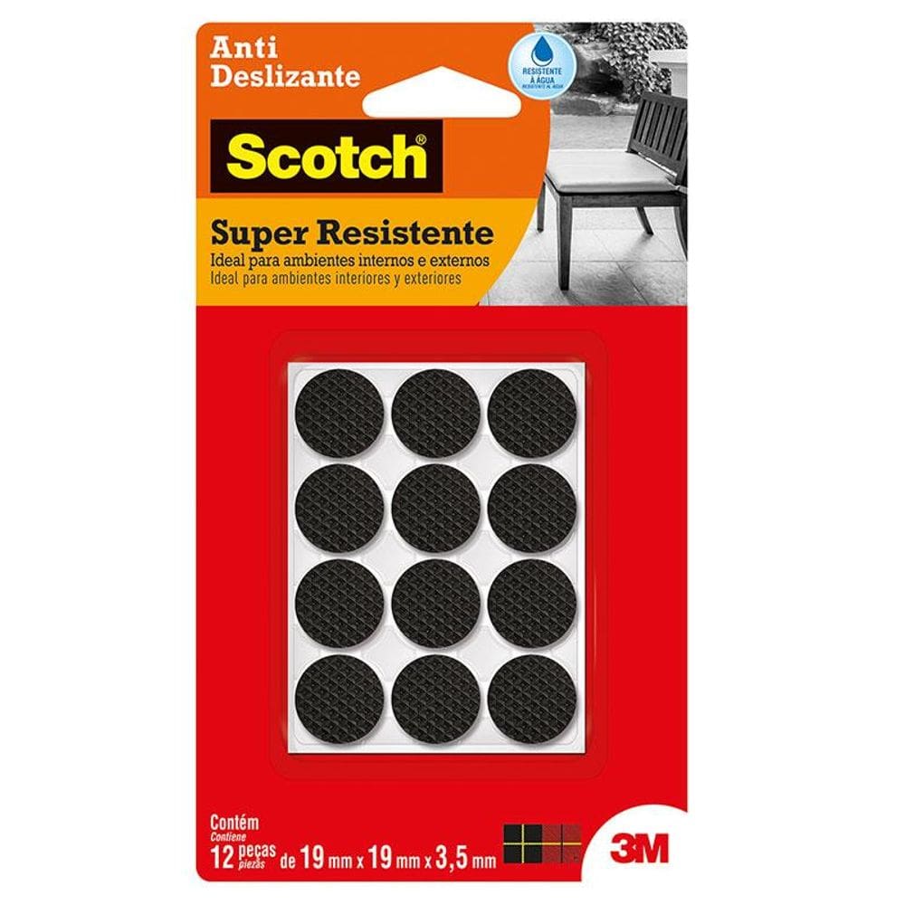 Protetor antideslizante Scotch redondo preto Pequeno 12 unid