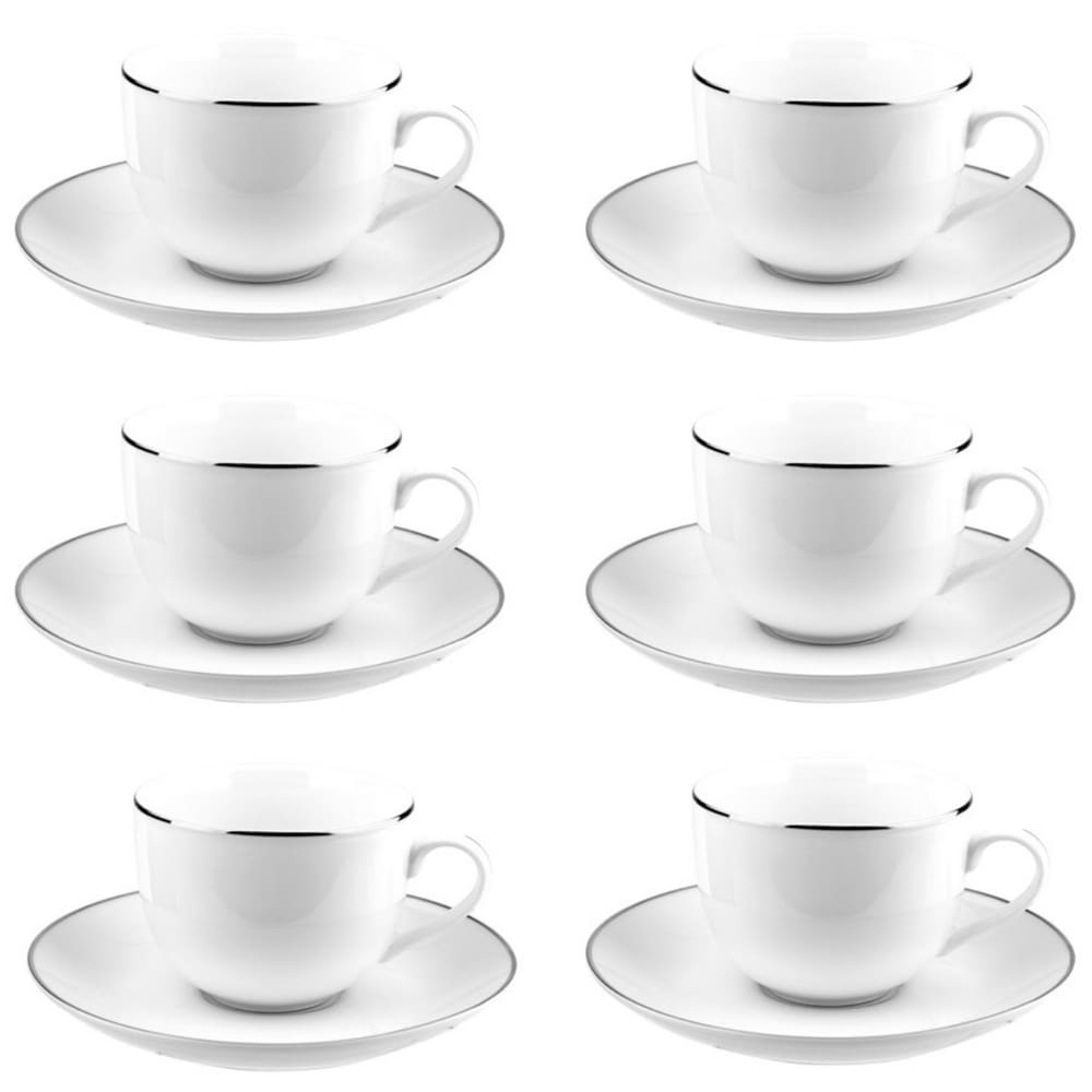 Jogo De 6 Xícaras 90ml Café Porcelana Legacy Silver L´hermitage