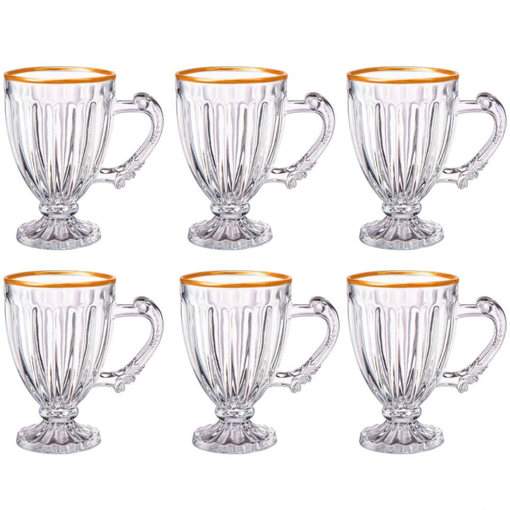 MP - Jogo De 6 Xi caras Cha 190ml Borda Dour
