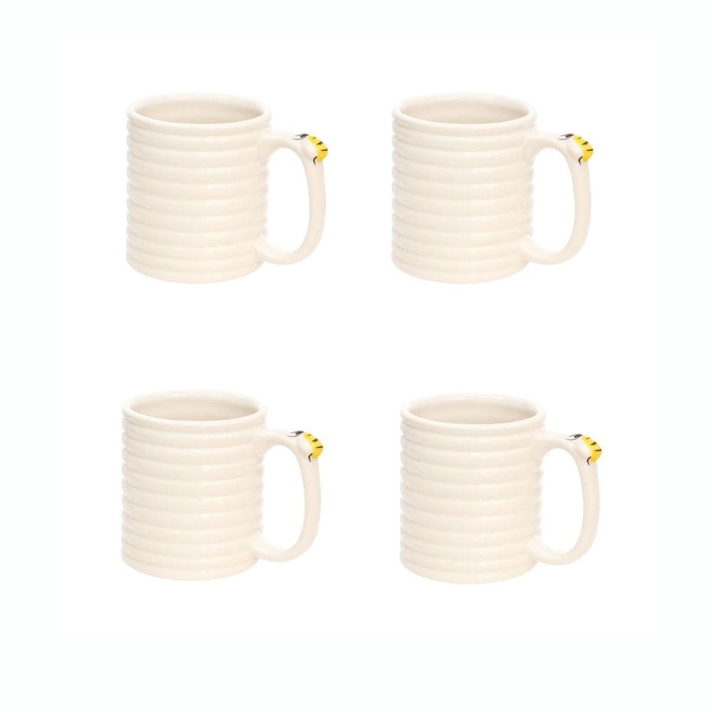 Jogo 4 Canecas Porcelana Abelhinha 300ml Hauskraft
