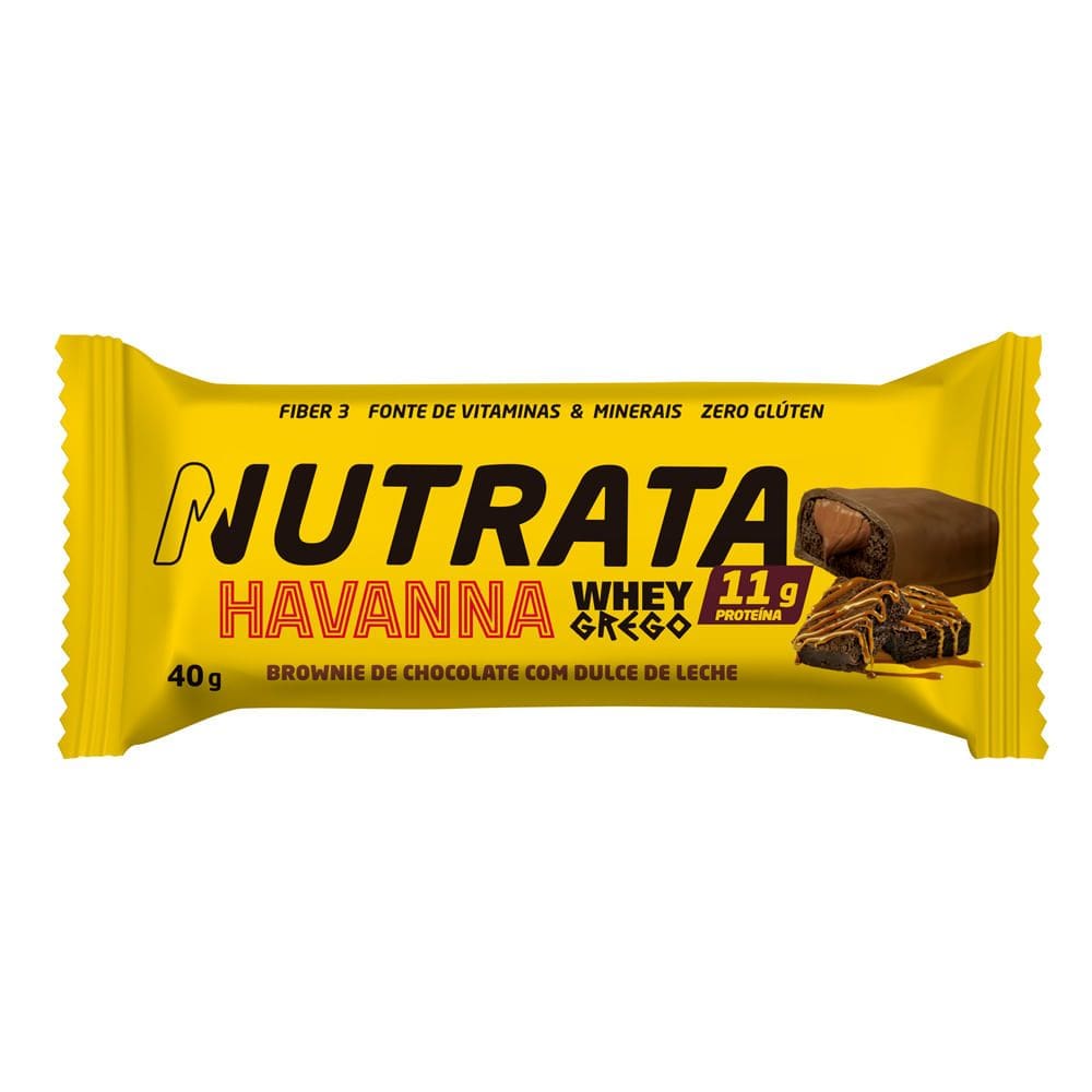 Barra de Proteína Nutrata Havanna Whey Grego Sabor Chocolate com Dulce de Leche com 11g de Proteína 40g