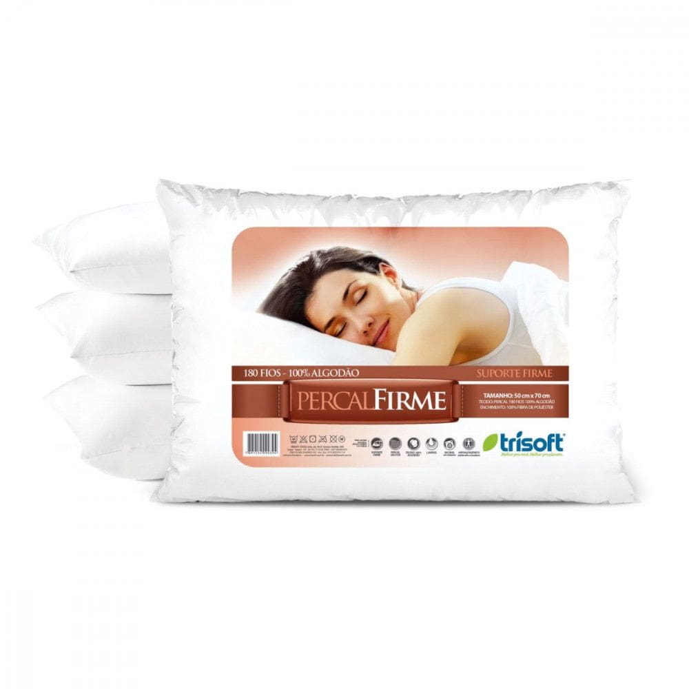 Travesseiro Lav?vel Percal Firme 50x70cm Algod?o Trisoft