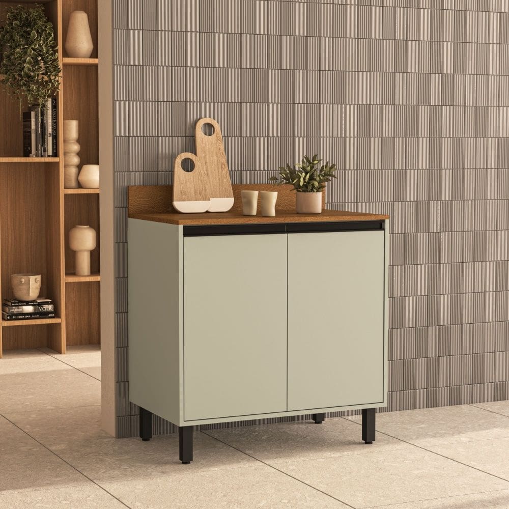 Balcão de Cozinha 2 Portas 80cm Koya Verde Oliva Politorno Móveis