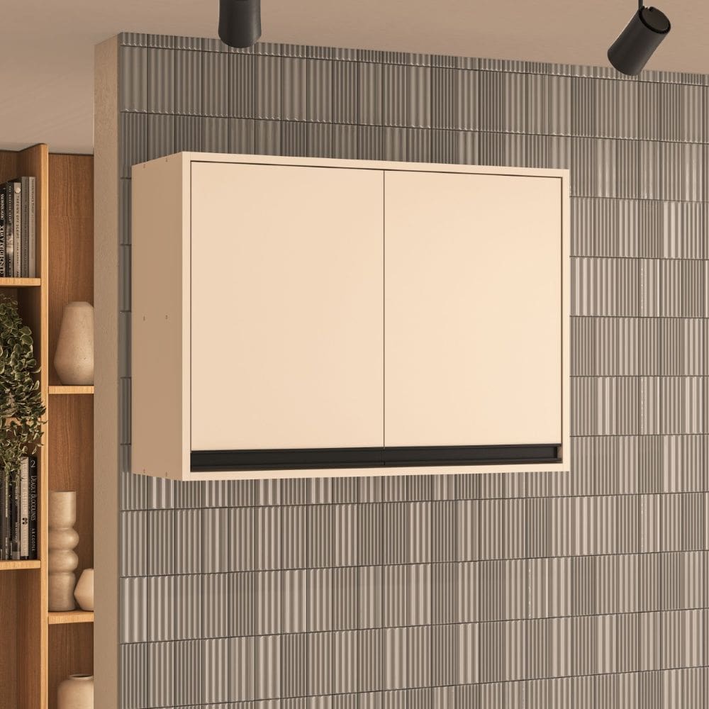 Armário Aéreo 2 Portas 80cm Koya Creme Politorno Móveis