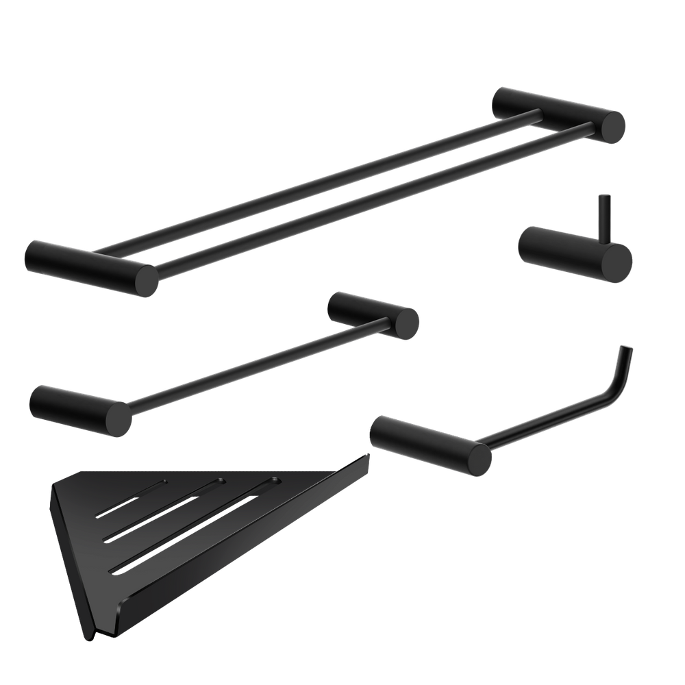 Kit Acessórios Para Banheiro Preto Fosco 5 Peças Grego Metal 2160or