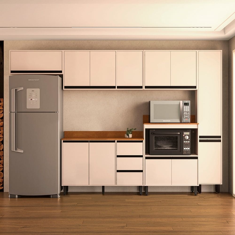 Cozinha Compacta 6 Peças 250044 Com Tampo Koya Creme Politorno Móveis