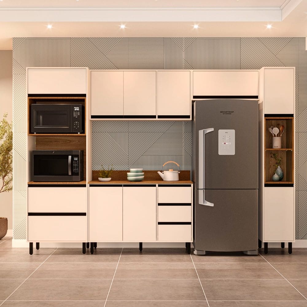 Cozinha Compacta 5 Peças 250043 Com Tampo Koya Creme Politorno Móveis