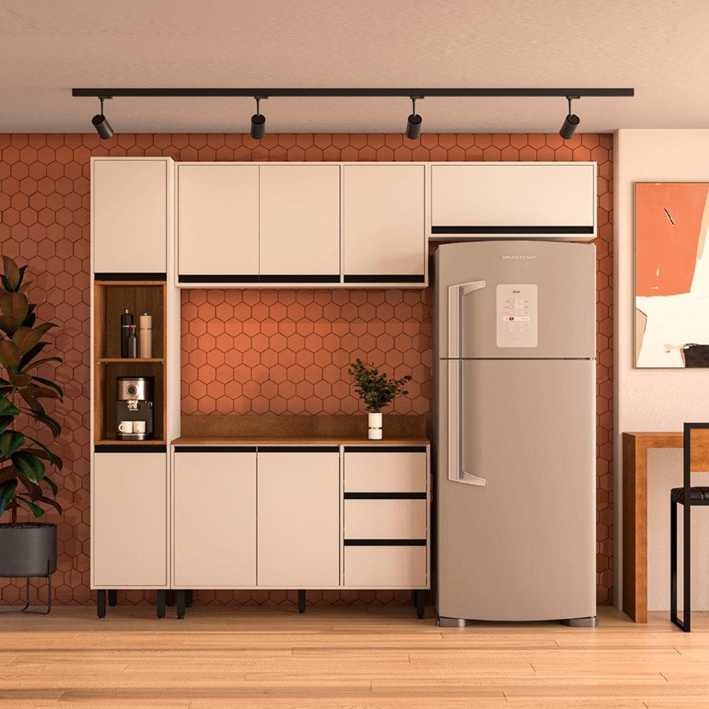 Cozinha Compacta 4 Peças 250042 Com Tampo Koya Creme Politorno Móveis
