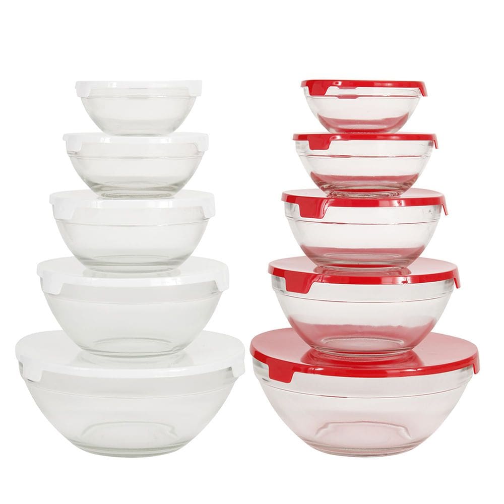 Conjunto de Potes Le Classic em Vidro com Tampa Plástica com 5 Peças - Item Variado