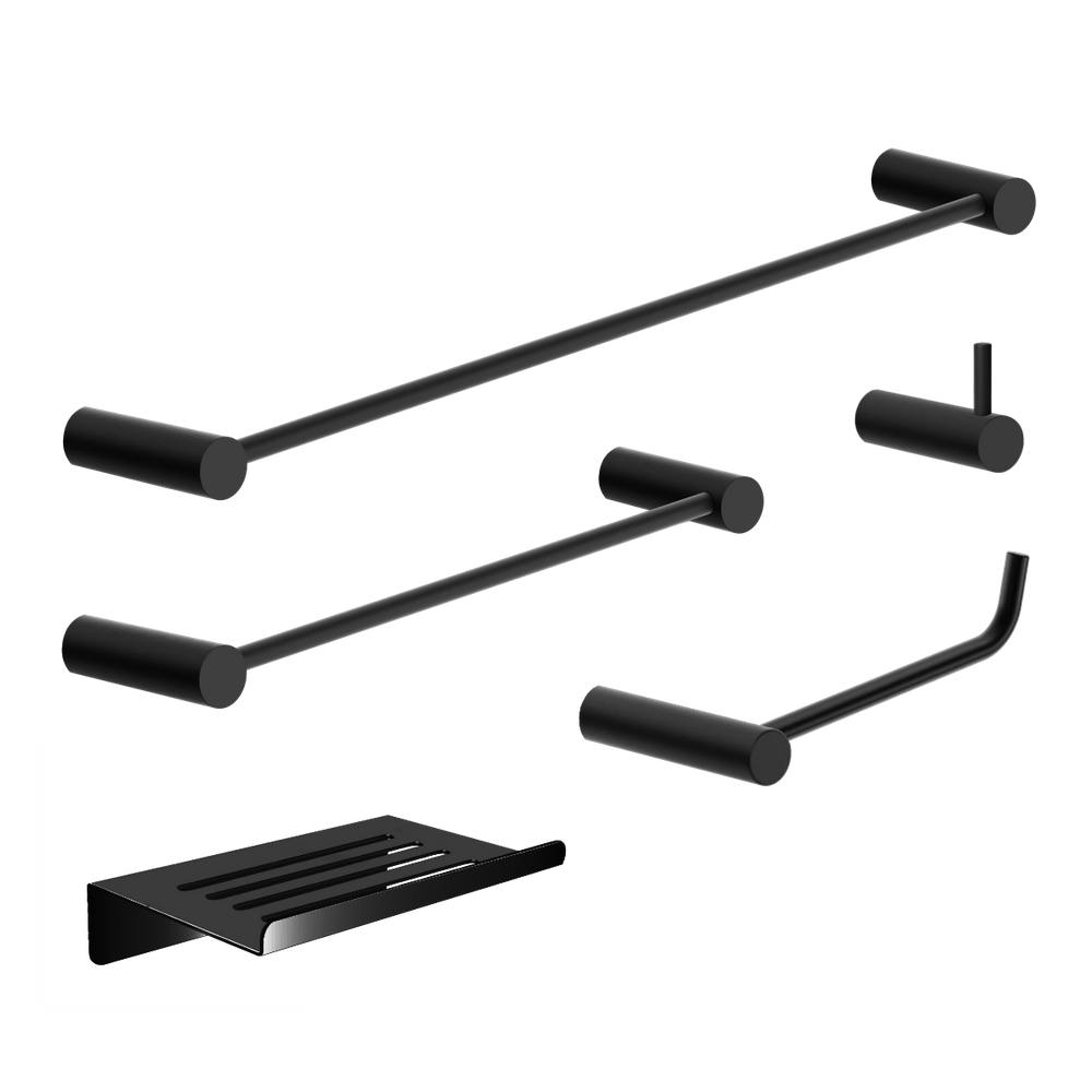 Kit Acessórios Para Banheiro Preto Fosco 5 Peças Grego Metal 2180or
