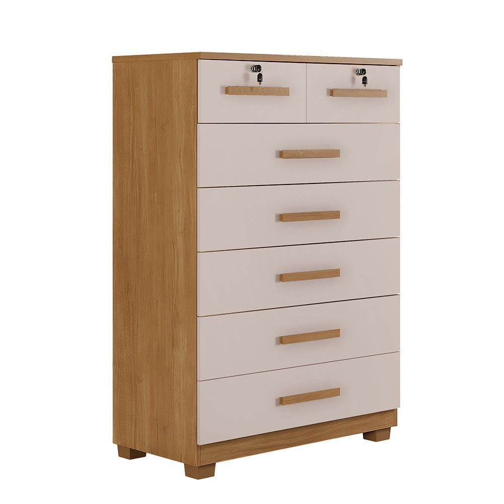 C?moda Com Chave 7 Gavetas New Barcelona Cinamomo Off White Benetil