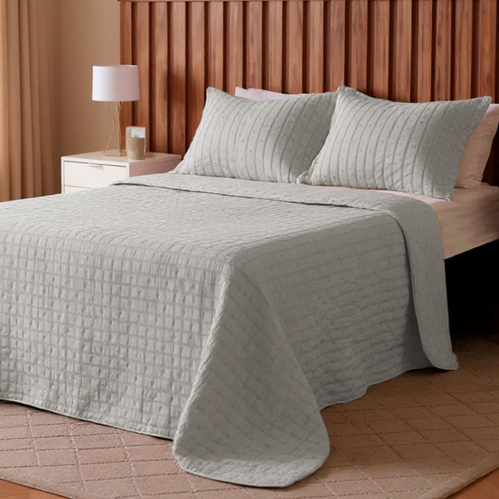 Kit Cobre Leito Queen 3 peças Texturizado Micro Percal Ultrassônico BF Colchões