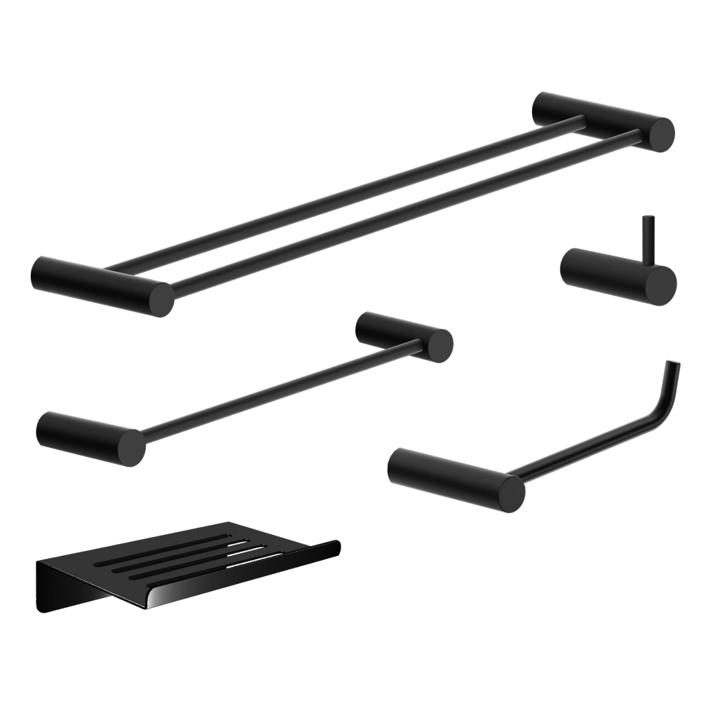 Kit Acessórios Para Banheiro  Preto Fosco 5 Peças Grego Metal 2190or