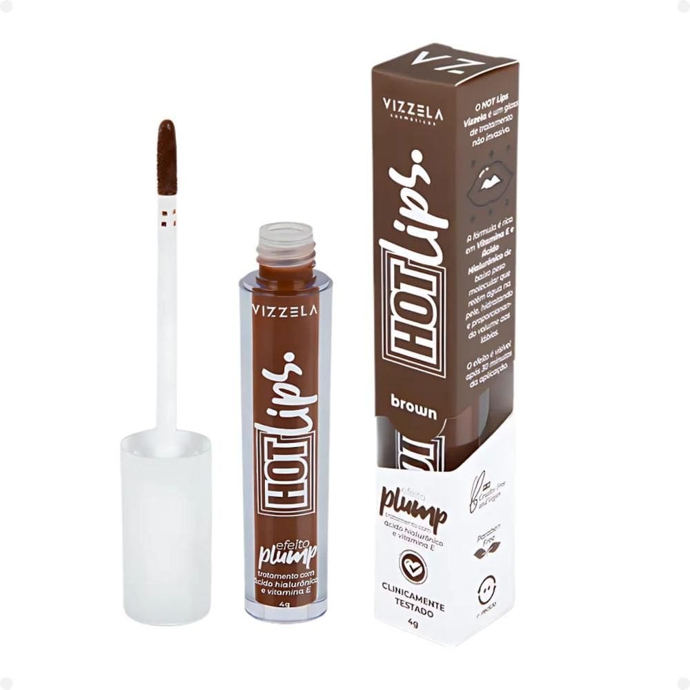 Gloss Labial Hot Lips Efeito Plump Brown