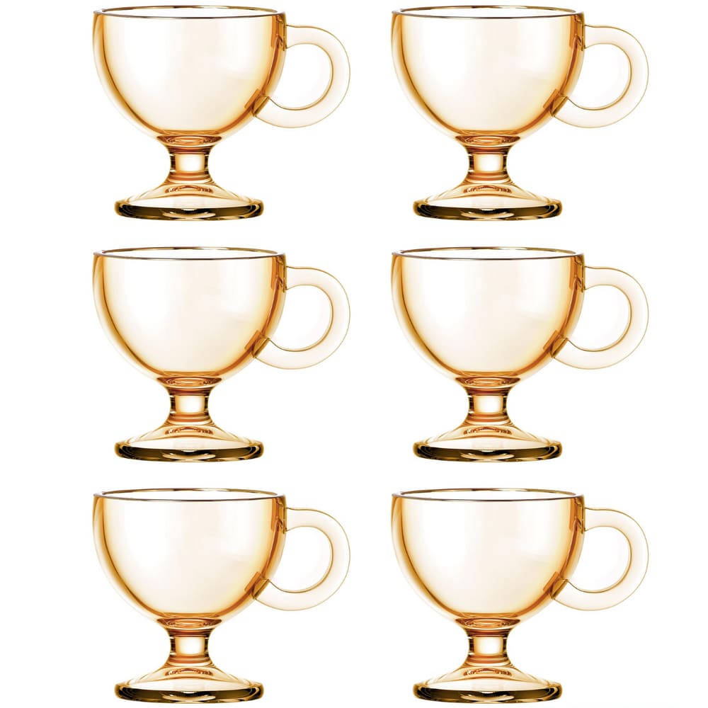 Jogo 6 Xícaras Café 80ml Borda Dourada Âmbar Muse Hauskraft