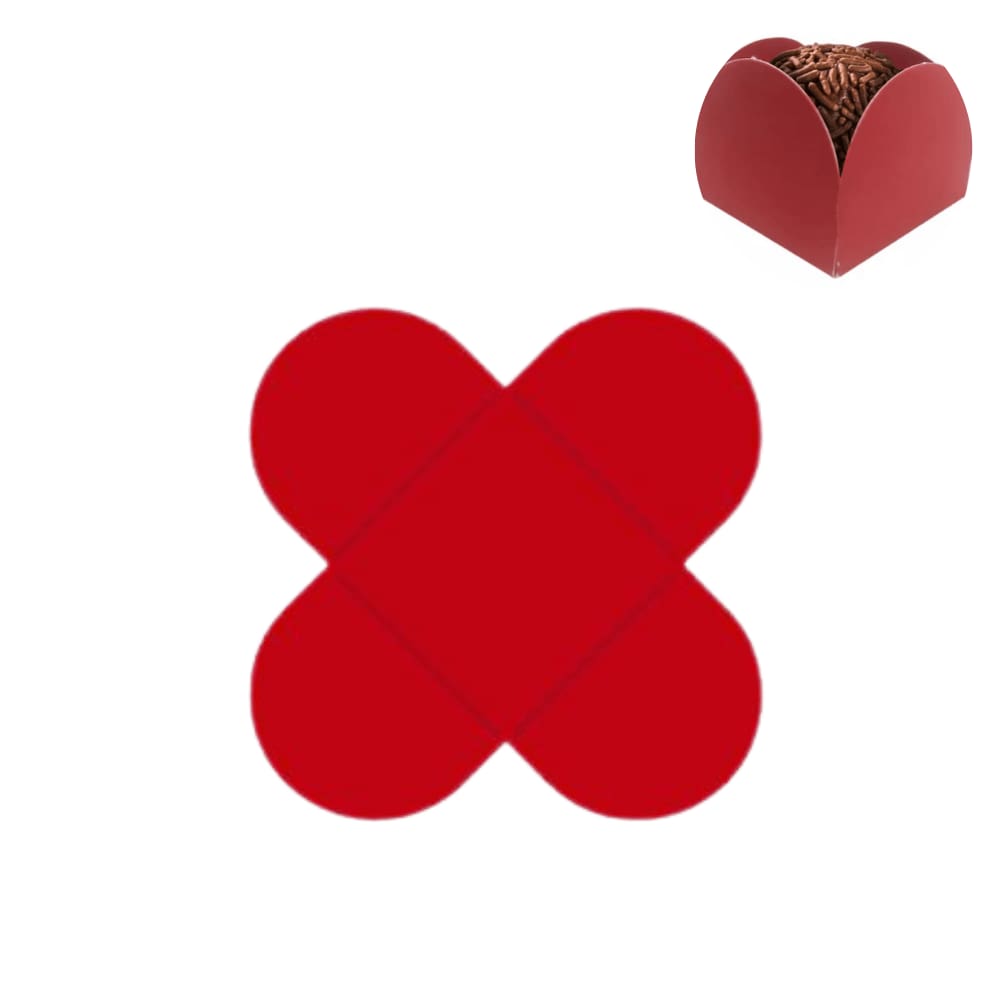 Porta Forminha 4 Pétalas Vermelho c/50 Unidades FunFestas