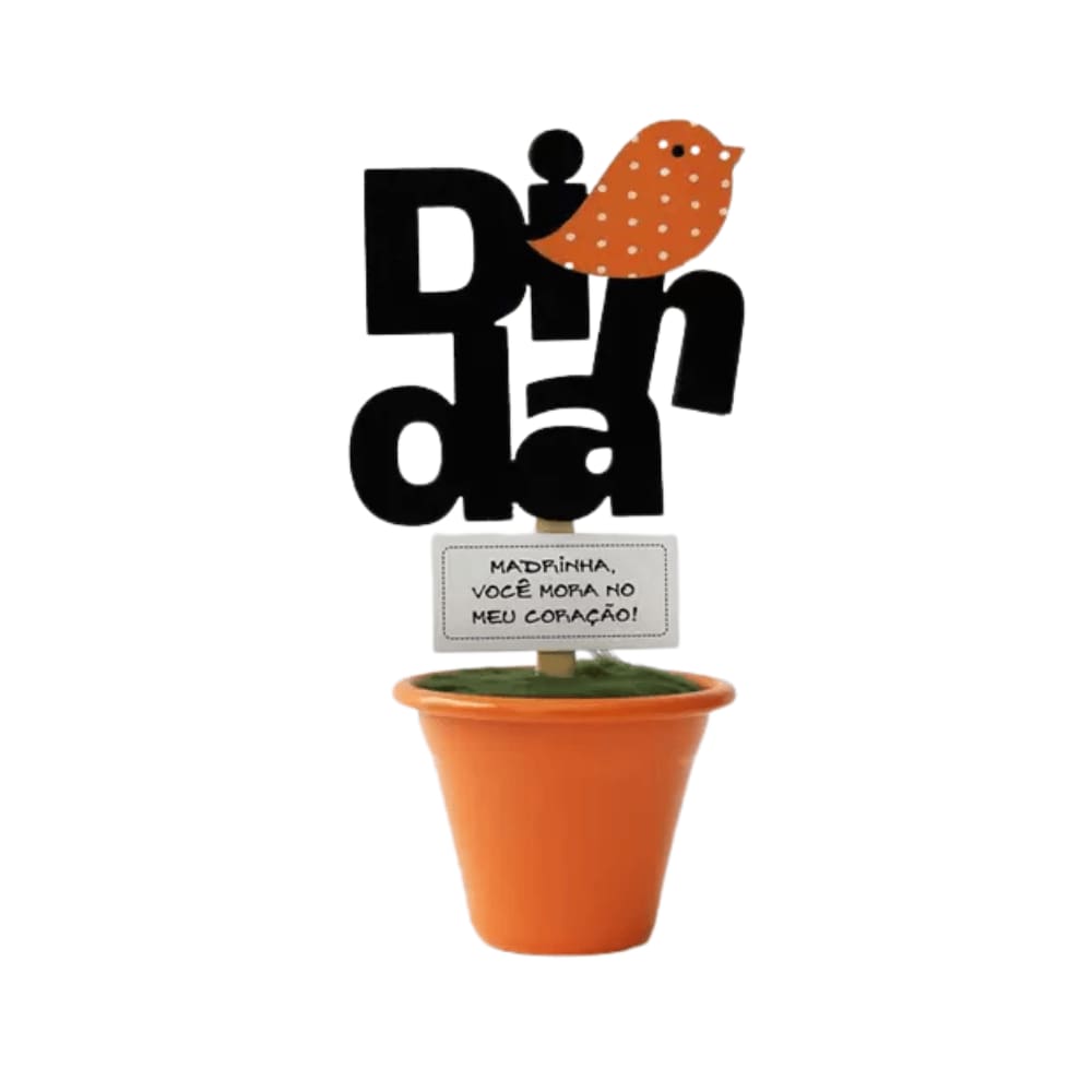 Mini Vaso Dinda c/ Pássaro 17cm Fina Ideia