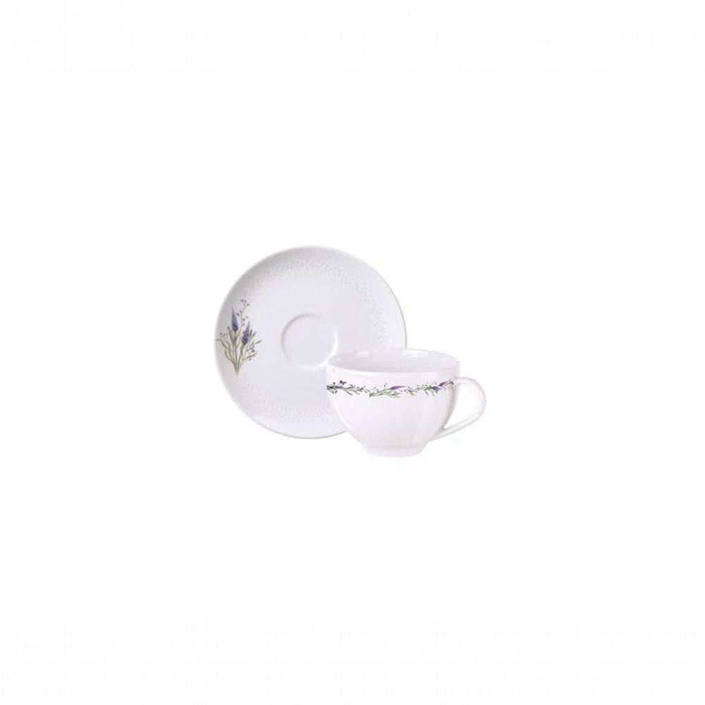 Conjunto Tramontina Xícara E Pires De Chá Lilla Em Porcelana 250 Ml 2 Peças