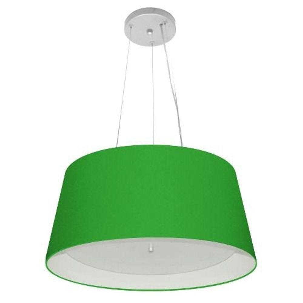 Lustre Pendente Cone Vivare Md-4144 Cúpula Em Tecido 25x50x40cm - Bivolt Verde-folha-branco 127/220v