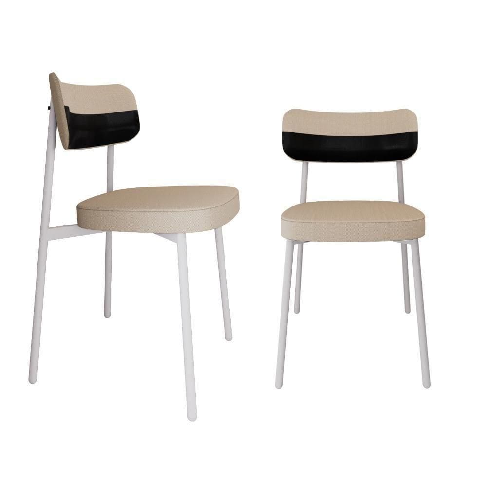 Cadeira Alloa Fixa Com 4 Pés 50 X 44,7 X 83,8 Cm Com 2 Unidade Corriente Areia Courino Preto