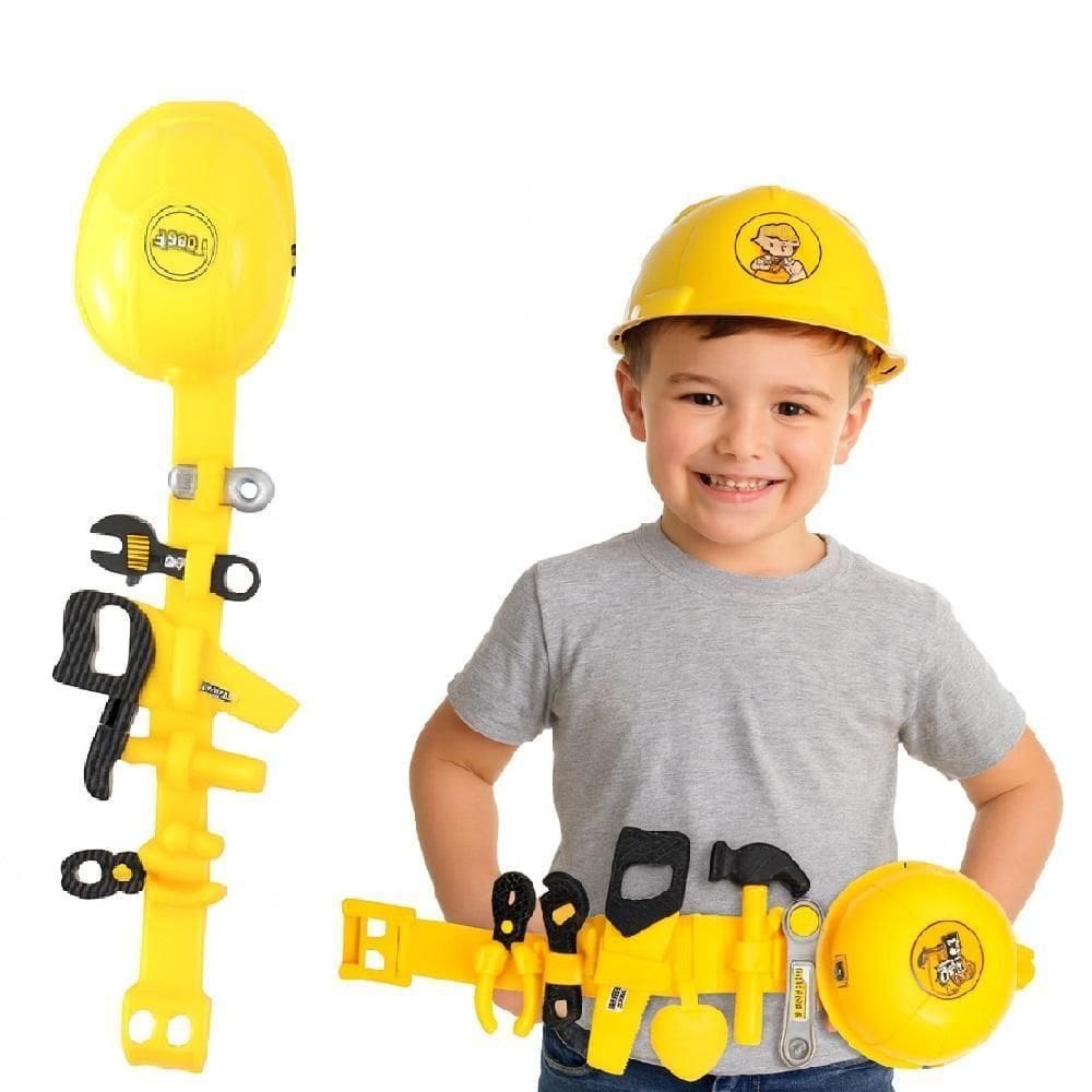Kit De Ferramentas Infantil Com Cinto E Capacete Brinquedo Educativo Completo