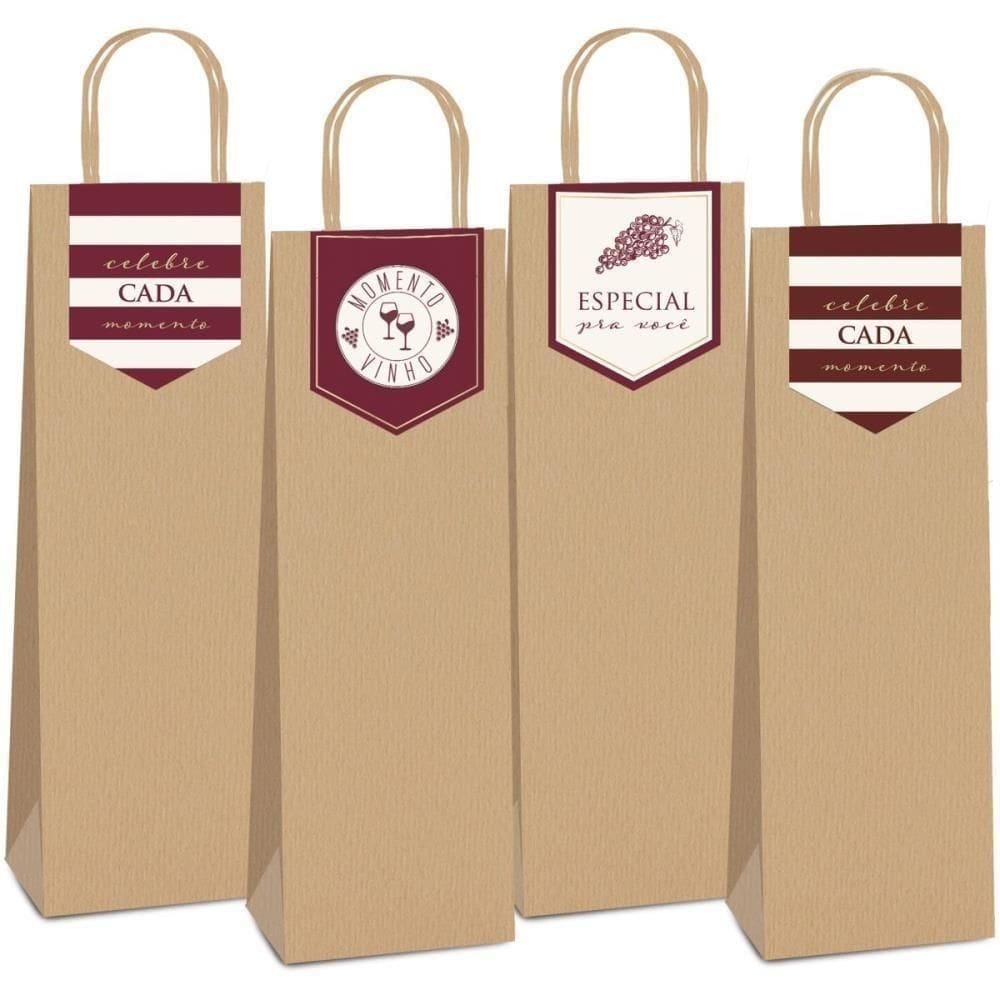 Embalagem Para Garrafa 35X13X8 Kraft C/Alca Celebraca