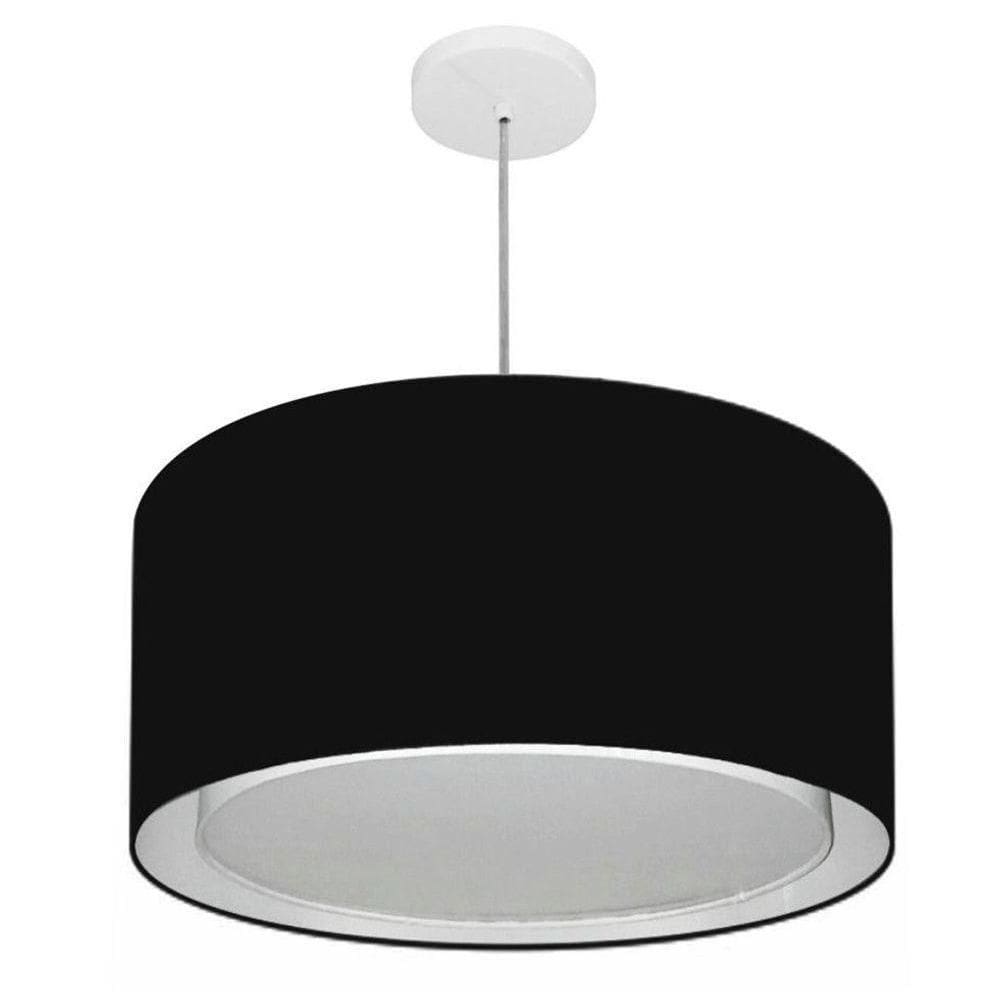 Lustre Pendente Cilíndrico Duplo Md-4288 Cúpula Em Tecido 50x30cm Preto - Bivolt