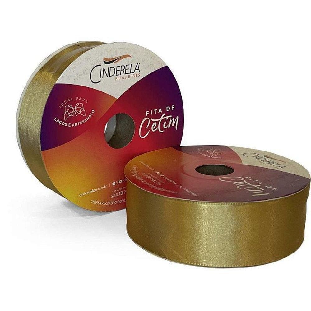 Fita De Cetim Cinderela Dourada 38mm x 50m