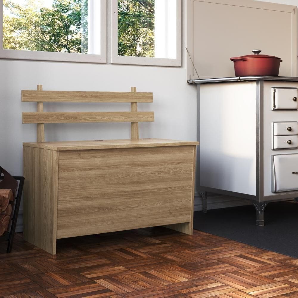 Armário Caixa De Lenha Porta Trecos Infantil 73cm Com Assento E Encosto Aveiro Oak Aveiro Oak