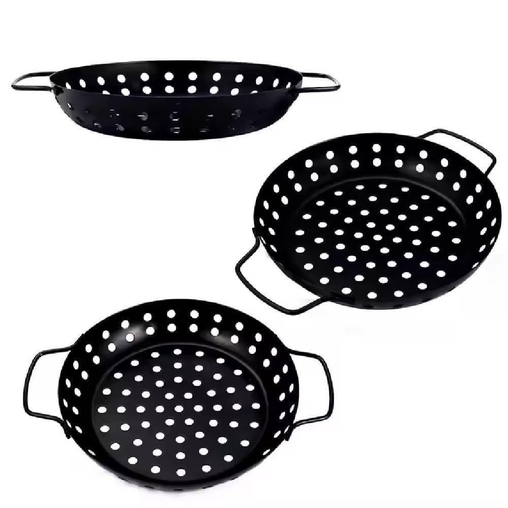 Panela Churrasqueira Grelha Antiaderente Fritadeira Cesto Churrasco Legumes Camarao Peixe Grelhado