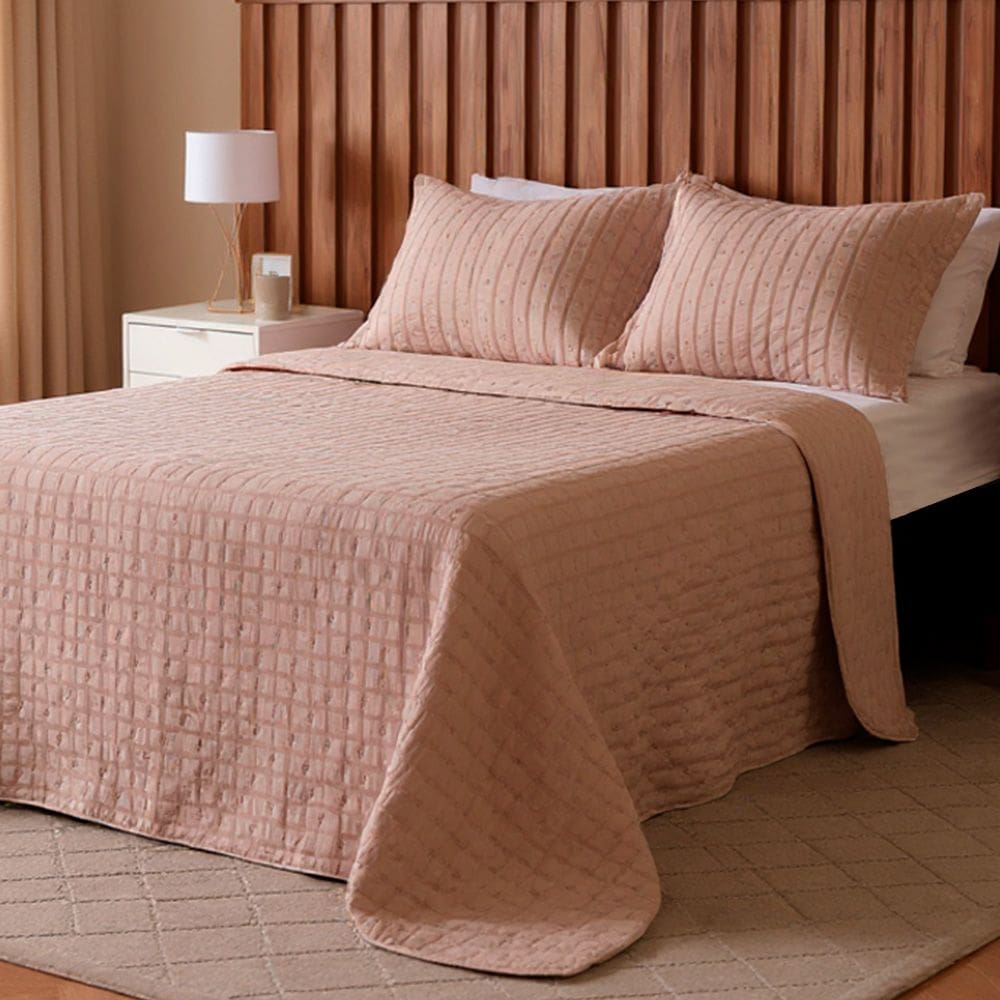 Kit Cobre Leito King 3 peças Texturizado Micro Percal Ultrassônico BF Colchões