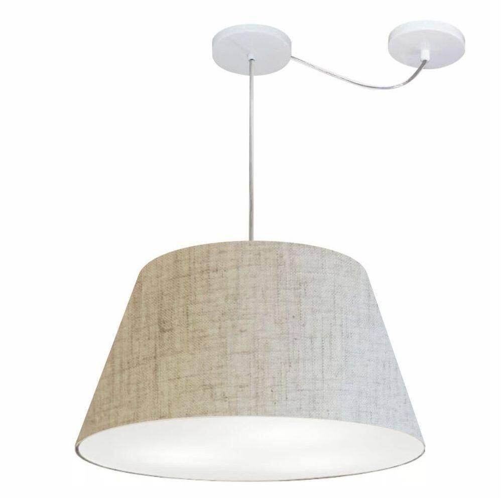 Lustre Pendente Cone Com Desvio Md-4278 Cúpula 30/35x50cm Rsutico Bege - Bivolt
