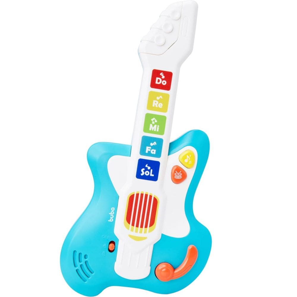Guitarra Musical Infantil com Luzes Sons Efeitos Rock Colorida +18 Meses Buba