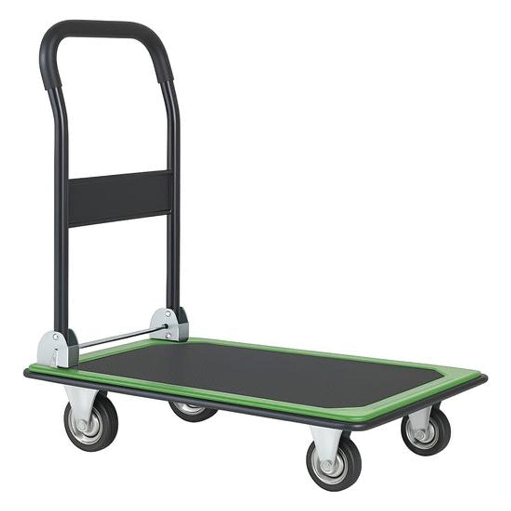Carrinho De Carga Dobravel Plataforma 150kg Aço Roda Maciça Verde