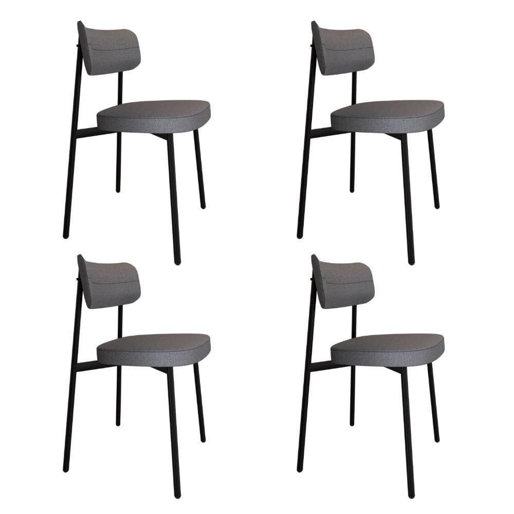 Cadeira Alloa Fixa Com 4 Pés 50 X 44,7 X 83,8 Cm Com 4 Unidade Corriente Cinza