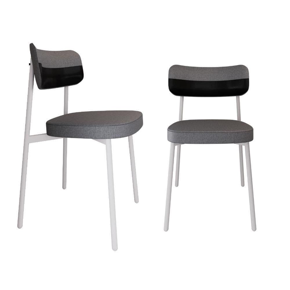 Cadeira Alloa Fixa Com 4 Pés 50 X 44,7 X 83,8 Cm Com 2 Unidade Corriente Cinza Courino Preto