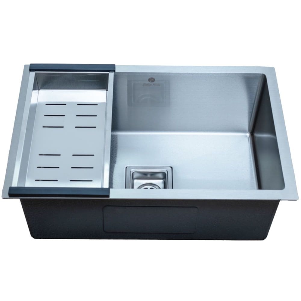 Cuba Quadrada Gourmet Preta de Aço Inox Escovado 60x40cm com Acessórios - CUB-021 - STILLUS HOME