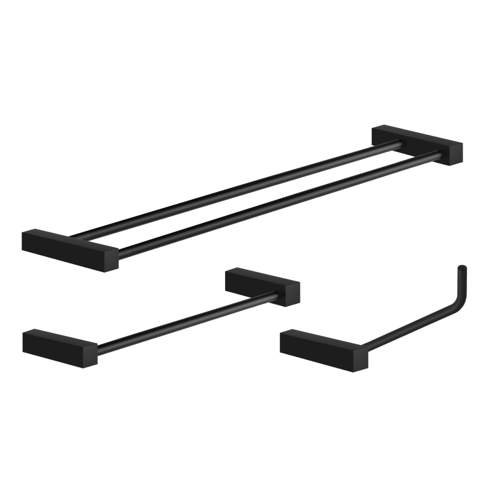 Kit Acessórios Para Banheiro Preto 3 Peças Grego Metal 2040tr