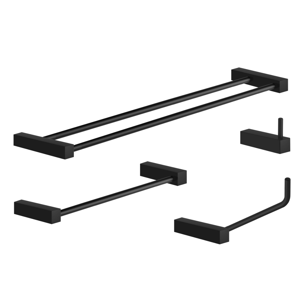 Kit Acessórios Para Banheiro Preto 4 Peças Grego Metal 2060tr