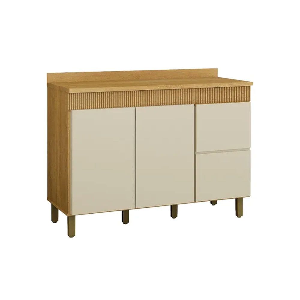 Balcão com Tampo Dakota  3 Portas 2 Prateleiras 120 cm Valdemóveis