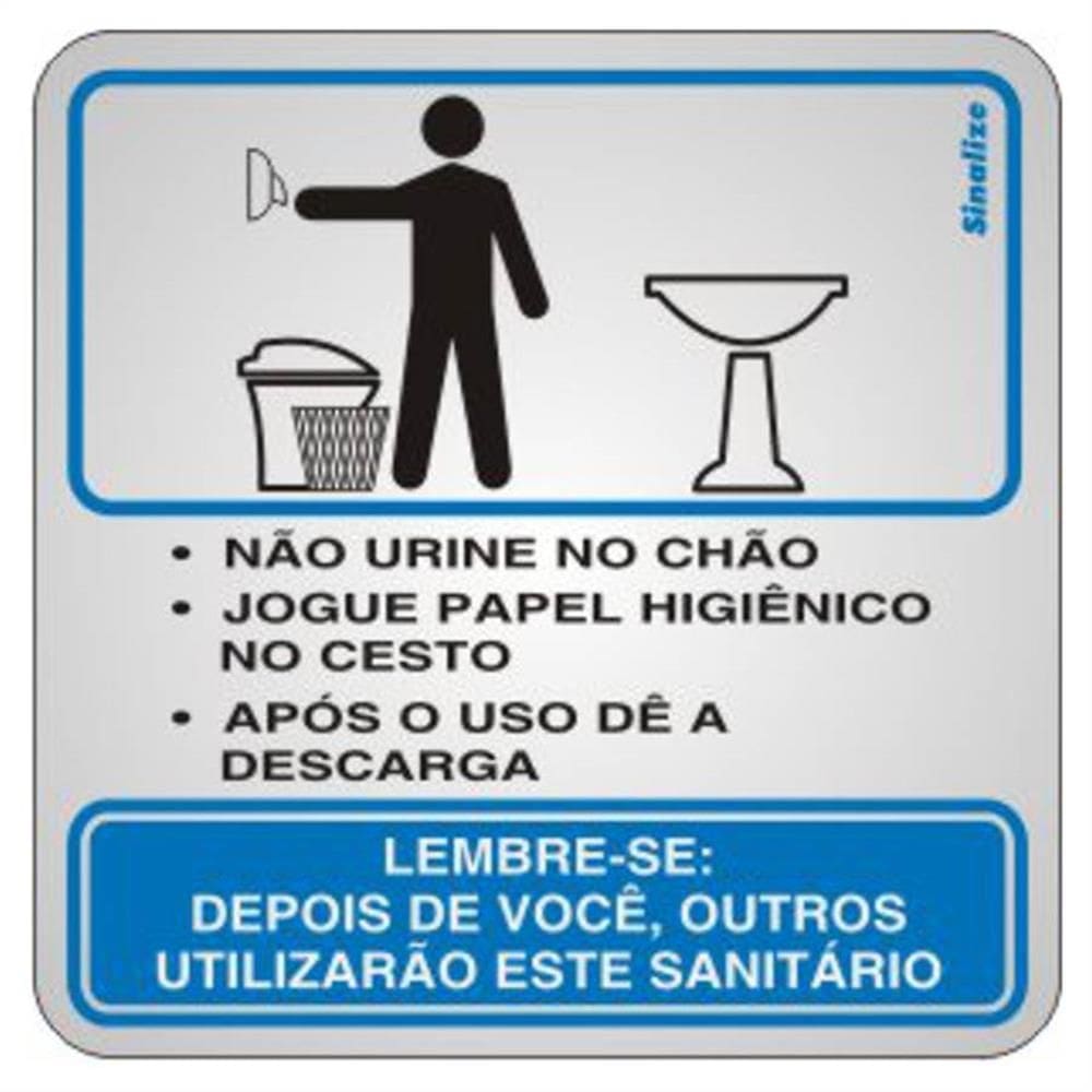 Placa de Alumínio Auto-Adesiva 15x15cm Educativa Masculina - 120 AJ - SINALIZE