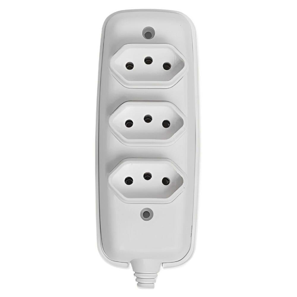 Tomada em Barra Tripla Bipolar 2P + T 10A 250 Volts Branca - 26330 - ILUMI