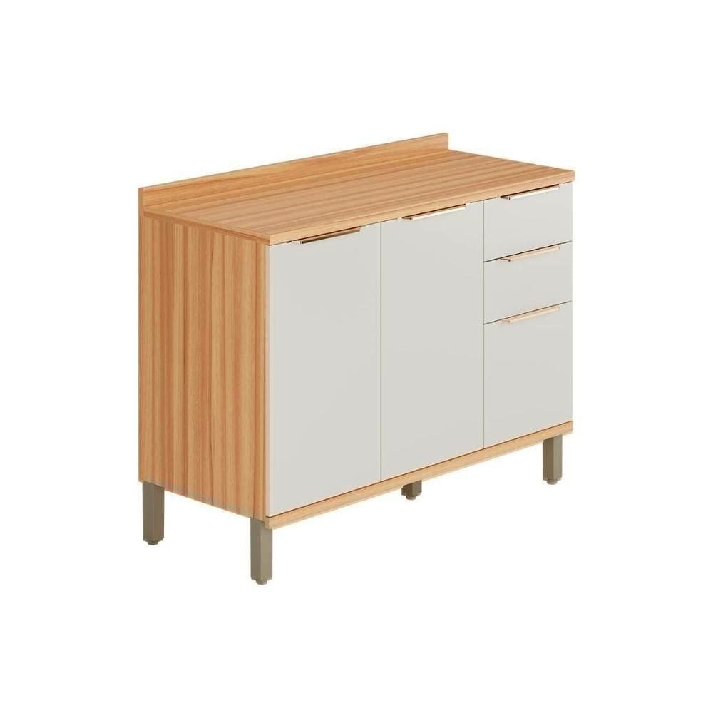 Balcão De Cozinha Modulado Sauvignon 2 Portas E 3 Gavetas P/ Pia C/ Tampo 120cm Amendoa/off White - Ronipa