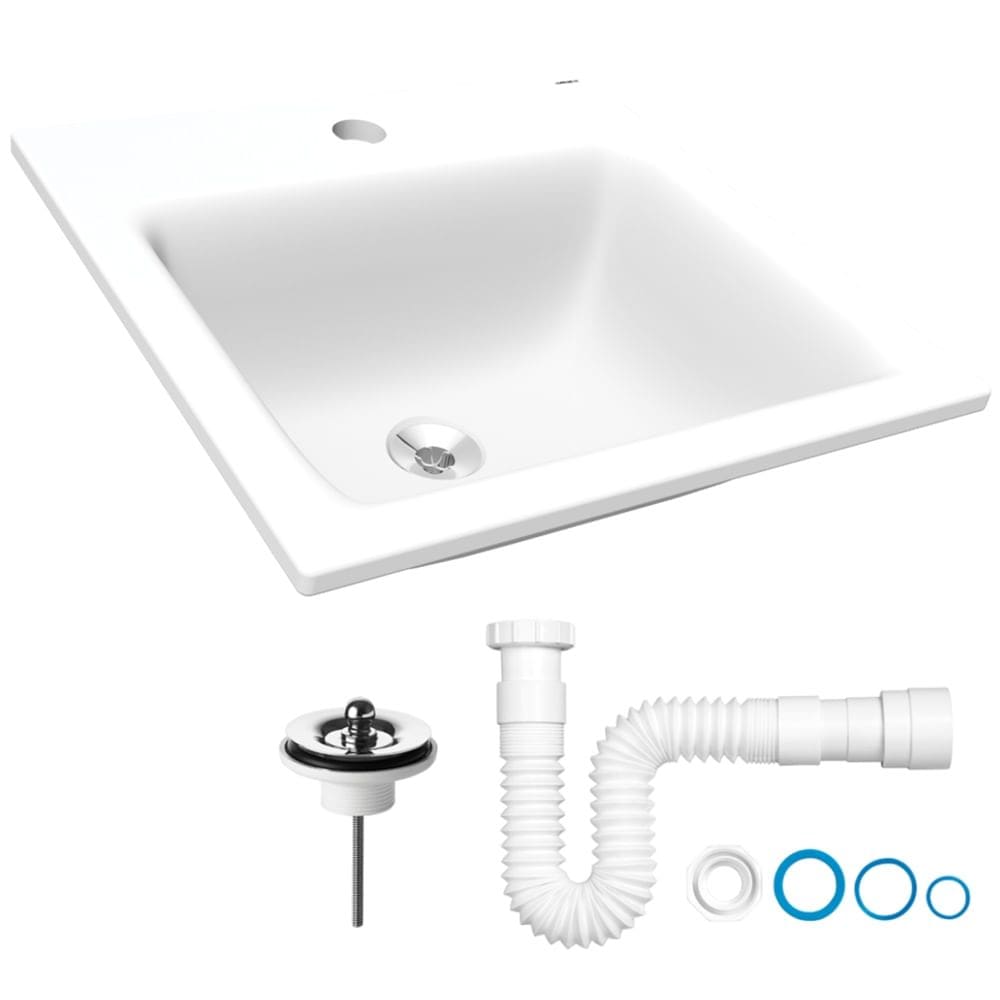 Kit Cuba Quadrada de Sobrepor SS-01 com Sifão e Válvula - 7720014 - LORENZETTI