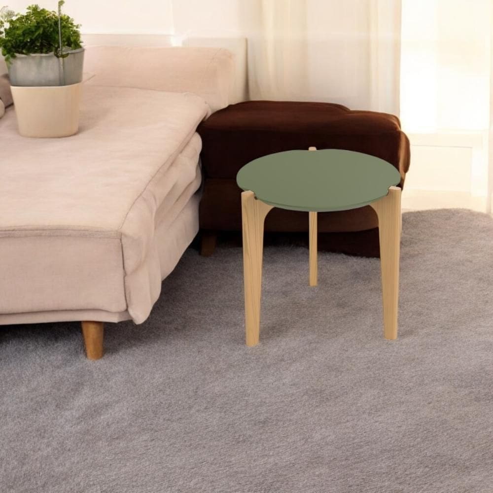 Mesa Lateral Caribe 50cm Suporte Decoração e Utilidades - Verde Floresta/Freijo